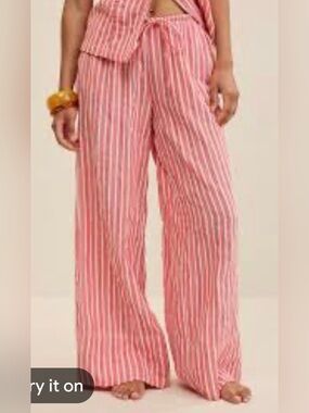 Striped Aerie Wide-Leg Lounge Pants